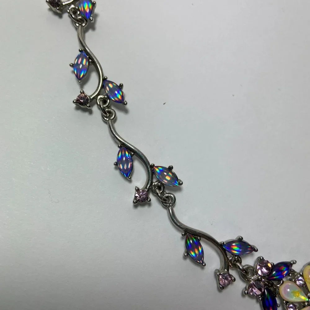 Iridescent Crystal Floral Statement Necklace - Picture 13 of 14